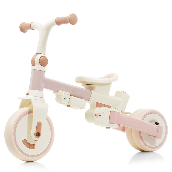 English Elm 7 in 1 Convertible Toddler Trike Aluminum Foldable Push Bike with Canopy for Ages 1 to 6 Pink N726P248345G
