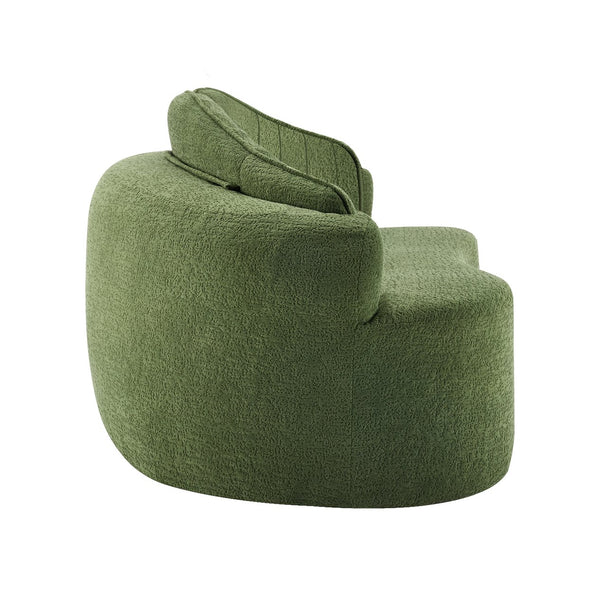 English Elm Curved Two Seat Chenille Sofa Sculptural Wave Design for Studio and Small Living Rooms Green W3612P422592