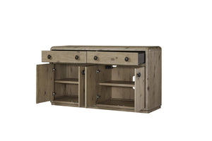 English Elm Server English Knotty Oak Veneer Buffet with Rounded Corners, 2 Drawers & Soft-Close Double Cabinets B2699P401379