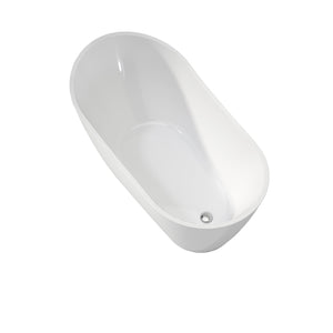 English Elm Premium Oval Acrylic Freestanding Soaking Tub High Back Glossy White Spa Style T3785P380651