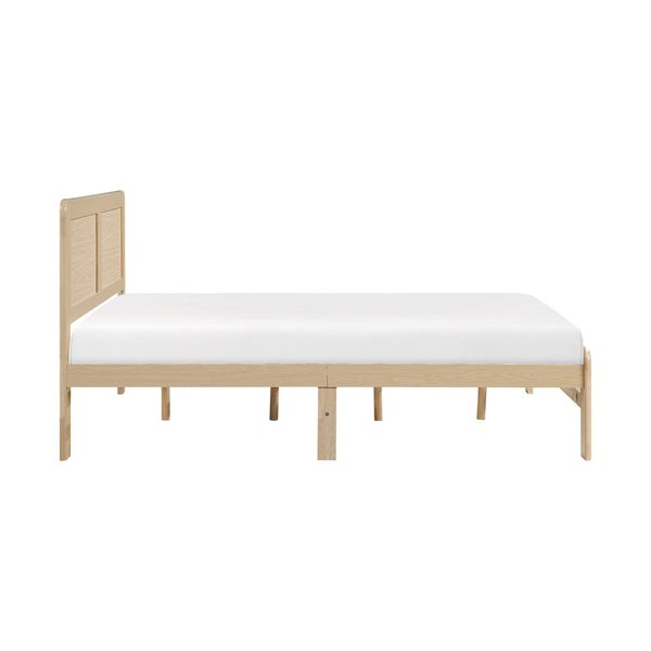 English Elm 1pc Contemporary Finish Queen Size Platform Bed Frame with Slats, Clean Headboard, Modern Wood Appeal Natural 59 L x 19 W x 7 H B011P353119
