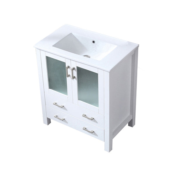 English Elm White Bath Vanity 30" W X 18.25" D – Modern Design With Soft-Close Doors & Durable Ceramic Top B2731P260419-GIGA