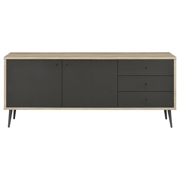 English Elm Greta Scandinavian 2-Door Accent Cabinet in Distressed Pine with Gray Legs, Drawers & Adjustable Shelves B062P358335