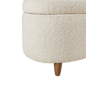 JLA Home INK+IVY - Boucle-Style Plush Storage Bench with Curved Front, Soft-Close Hinges & Solid Wood Legs for Entryways Cream II105-0593
