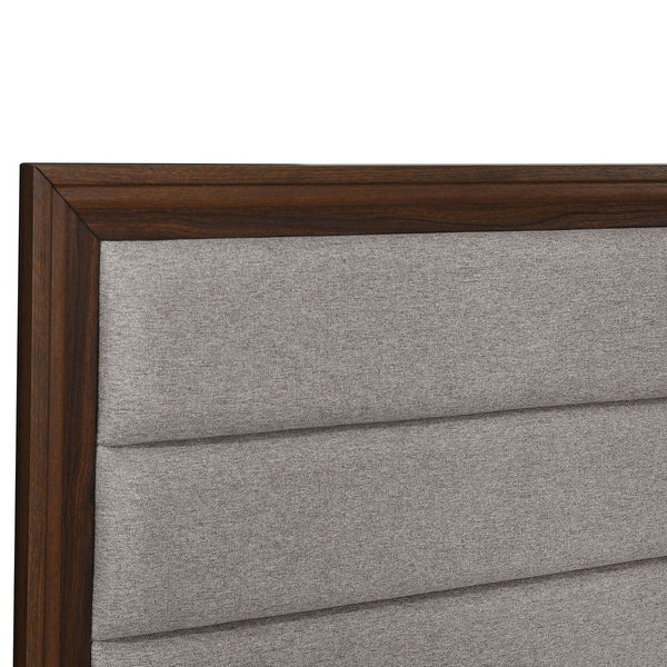English Elm Anza Eastern King Bed with Taupe Panel Headboard and Warm Walnut Wood Frame B062S01773