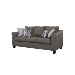English Elm Ralston Charcoal Grey Sofa with Pillow — Traditional Flared Arms, Neutral Warm Fabric, Espresso Wood Finish B062P357832