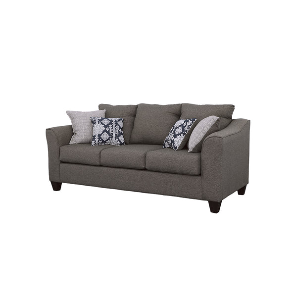 English Elm Ralston Charcoal Grey Sofa with Pillow — Traditional Flared Arms, Neutral Warm Fabric, Espresso Wood Finish B062P357832