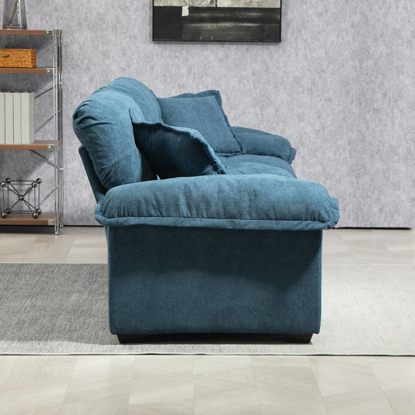 English Elm 84" Chenille Sofa Loveseat with Memory Foam & Pocket Springs, Plush Dual-Layer Comfort, Sturdy Frame Blue W676S00010