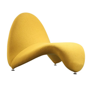 English Elm MoMa Wool Blend Accent Chair with Abstract Tongue Design, Metal Geometric Legs, Plush Comfort Yellow B365P397995