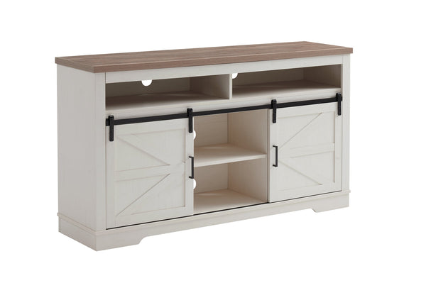 English Elm Farmhouse 60" TV Stand for 65-70" TVs, 33" High Highboy Console with Sliding Barn Doors, Rustic Storage W3151P264500