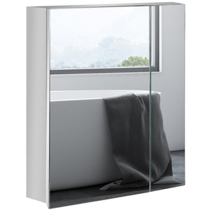 English Elm kleankin Stainless Steel Bathroom Mirror Cabinet with 3 Shelves, Space-Saving Wall-Mounted Storage Silver W2225P173926