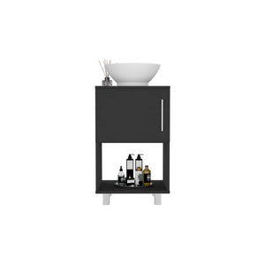 English Elm Single Bathroom Vanity with Sink and Shelf, Engineered Wood Cabinet, One Door, Modern Design, FSC Compliant Black 18 L x 18 W x 6 H B097S00104