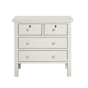 English Elm Georgina Distressed 4-Drawer Nightstand with French Dovetail Drawers and Decorative Faux Keyholes, 32" Antique White B050P376953