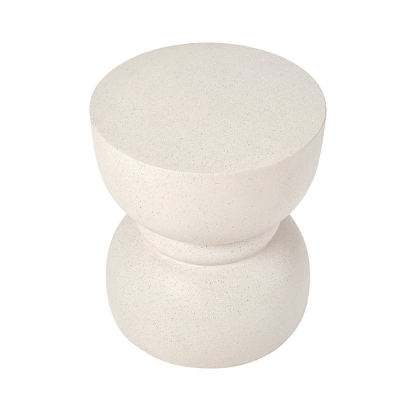 English Elm U_style Hourglass Mgo Concrete Outdoor Accent Table Sculptural Stone Texture Patio Decor Beige N711P422067K