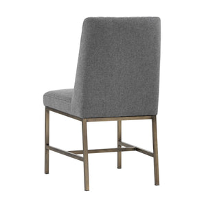 Sunpan LEIGHLAND Dining Chair - Elegant Diamond Stitching with Antique Brass Frame for Timeless Comfort Dark Grey 102249