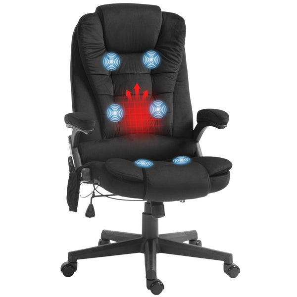 English Elm HOMCOM High-Back Executive Massage Chair with 6-Point Vibration, Lumbar Heat, Recline & Remote Black W2225P250027