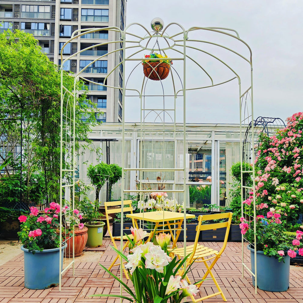 English Elm Metal Birdcage Pavilion Arch Powder Coated Steel Garden Gazebo for Outdoor Ceremonies W1586104488