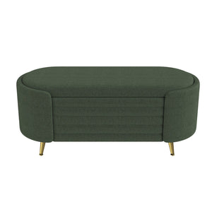 English Elm Modern Boucle Tufted Storage Ottoman Bench with Gold Legs for Bedroom or Entryway Green N719P305628F