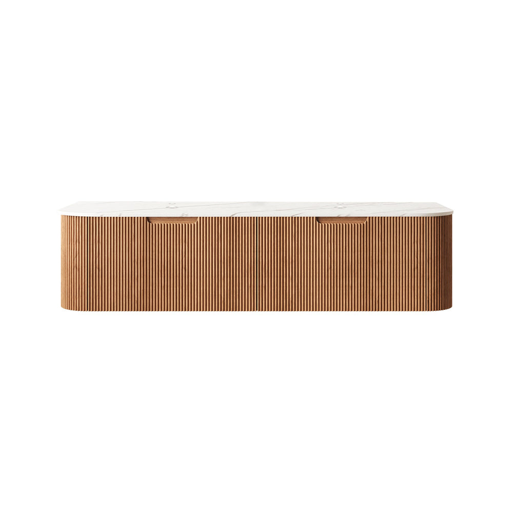 English Elm Dina Floating Bathroom Vanity Cabinet Sintered Stone Top Wood Grain 2 Drawer W2615P293815