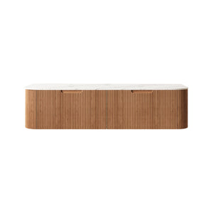 English Elm Dina Floating Bathroom Vanity Cabinet Sintered Stone Top Wood Grain 2 Drawer W2615P293815