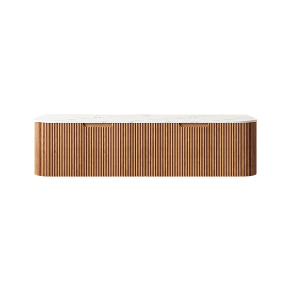 English Elm Dina Floating Bathroom Vanity Cabinet Sintered Stone Top Wood Grain 2 Drawer W2615P293815
