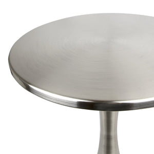 English Elm Metal Spun Round Accent Table Brushed Nickel Finish for Modern Living Rooms B202P471740