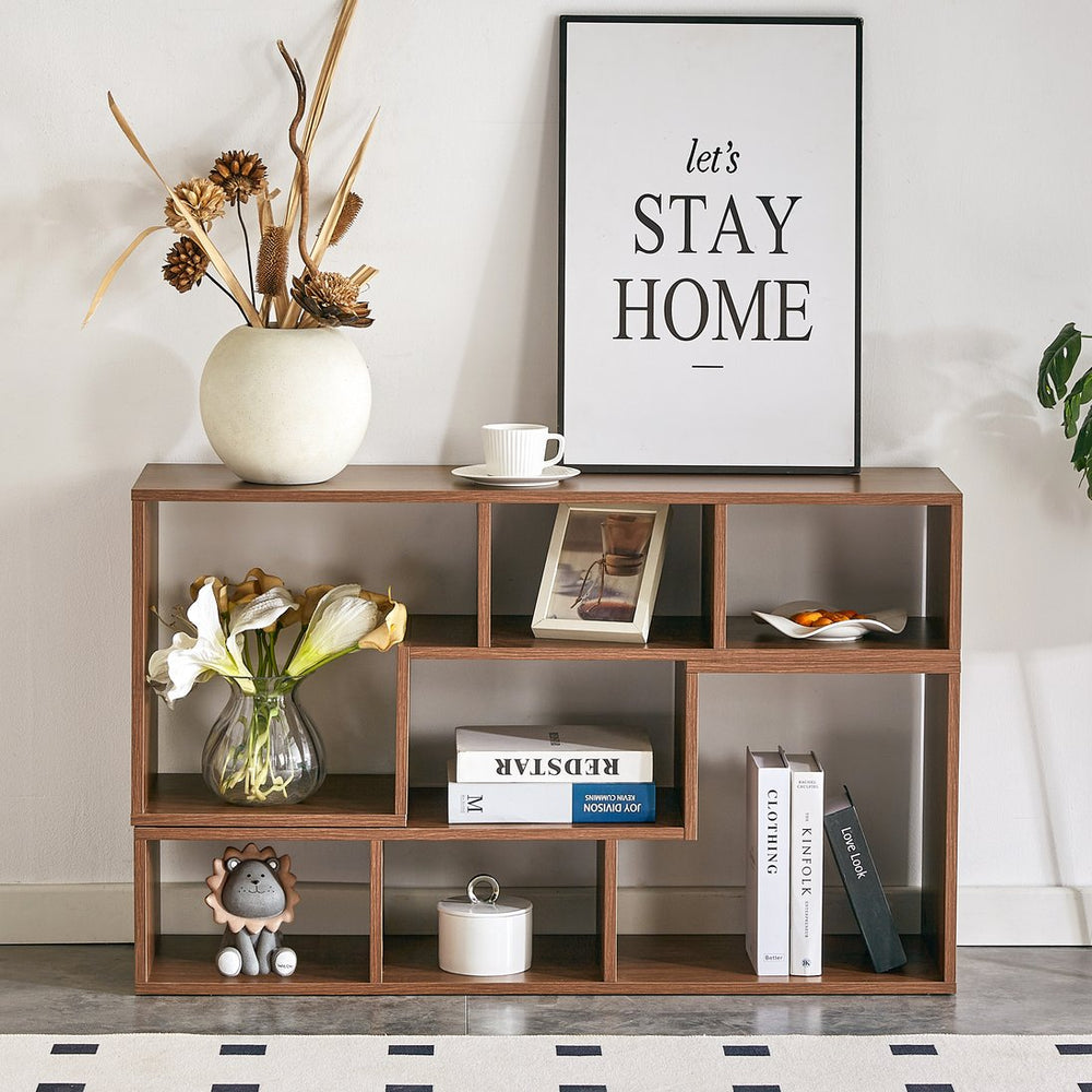 English Elm 2 Piece Modular L-shaped Tv Console Open Shelf Bookcase for Modern Living Rooms W3875P397178