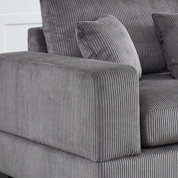 English Elm 148.03'' Mid Century Modern 4 Seat Sectional Sofa with Reversible Chaise for Living Room Grey W876S00329