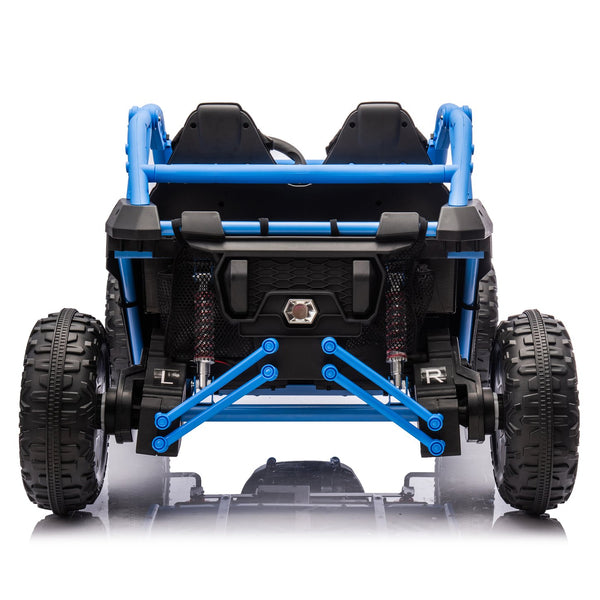 English Elm 24v Two Seater Kids Utv with Parental Remote Dual Motors Four Wheel Suspension Led Blue W1578P198432