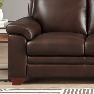 English Elm Magnum Chestnut Leather Sofa with Pocketed Coils, Top-Grain Seating, Kiln-Dried Frame, 85"L B2705P329295