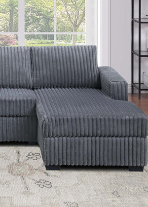 English Elm Black Jumbo Corduroy U-shaped Sectional Sofa Seats Four with Dual Chaise Lounge Dark Gray B011S02220