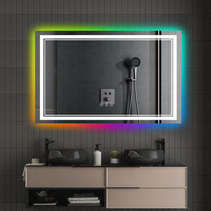 English Elm 55X36 Inch Frameless Led Bathroom Mirror - Smart, Anti-Fog, Rgb Backlight, Adjustable Lighting & More! T3757P347009