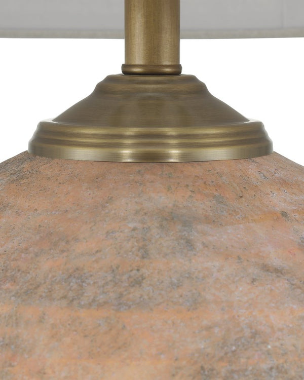 Currey & Company Kenmare Table Lamp - Rustic Terracotta Design With Antique Brown Glaze And Elegant Brass Accents Brown Terracotta 6000-1014-currey-company