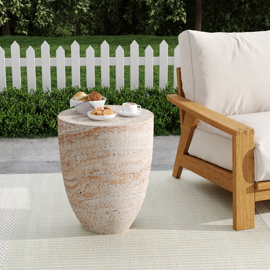 English Elm Christopher Knight Home® - Outdoor/Indoor Lightweight Concrete Side Table, Stylish Travertine Finish For Versatile Use N773P253801Z