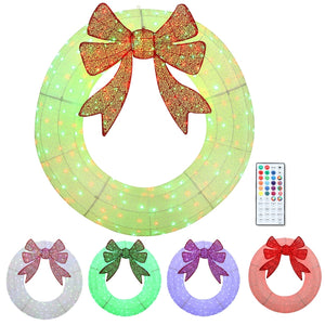 English Elm Lighted 60 Inch Holiday Wreath with Dual Led Modes Remote and Built-in Daily Timer T3971P396410