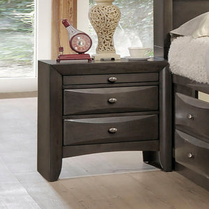 English Elm Gray Nightstand 2-Drawer Solid Wood Bedside Table with Knob Pulls, Transitional Gray Finish, 25.5"W x 17"D x 25.5"H B2741P357506