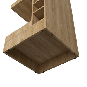English Elm Glen Corner Bar Cabinet Light Pine Beige – Space-Saving Wine Storage, Shelf & Lower Compartment Durable Engineered Wood B092P269908