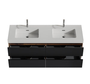 English Elm Emilia 60 Inch Freestanding Oak Vanity with Ceramic Sink and Soft Close Drawers W1865S00192