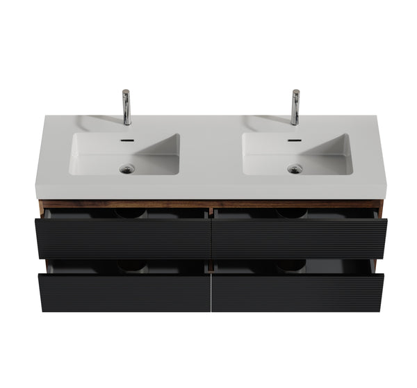 English Elm Emilia 60 Inch Freestanding Oak Vanity with Ceramic Sink and Soft Close Drawers W1865S00192