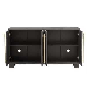 English Elm Trexm Ash Veneer Buffet with Gold Handles and Adjustable Shelves for Dining Spaces Taupe N715P392244N