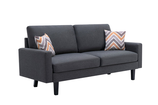 English Elm Bari Linen Upholstered Sofa with Pocket Coil Support and Solid Wood Legs for Living Room Dark Gray B2749P413201