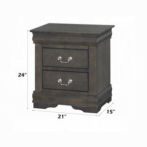 English Elm 1pc Classic Two-Drawer Nightstand with Brushed Nickel Pulls — Compact Wooden Bedside Storage, No Assembly Required Dark Gray 18.5 L x 23.5 W x 27 H B2741P322605