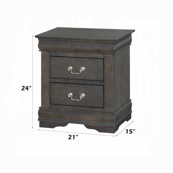 English Elm 1pc Classic Two-Drawer Nightstand with Brushed Nickel Pulls — Compact Wooden Bedside Storage, No Assembly Required Dark Gray 18.5 L x 23.5 W x 27 H B2741P322605