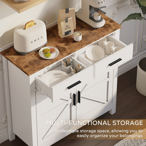 English Elm Kitchen Storage Cabinet Modern Farmhouse Buffet Sideboard with Spacious Drawers and Sturdy Storage Slate finish White W2386P207765