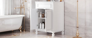 English Elm 24'' Bathroom Vanity with Sink - Solid Wood Frame, Glossy Ceramic Basin, Soft-Close Doors & Ample Storage Elegant Modern Design, Durable MDF Construction, Retro Metal Handles, Compact 24-inch Cabinet White N710P317675K