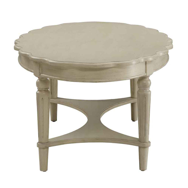 English Elm Antique White Coffee Table With Elegant Open Shelf For Stylish Living Room Décor & Organization B062P189203