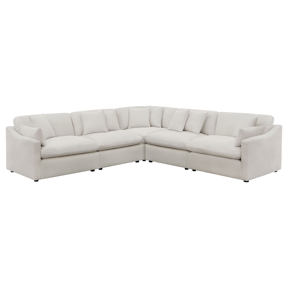 English Elm Greeley Five Piece Modular Sectional with Feather Cushions and Moisture Repellent Ivory Fabric B062S01556