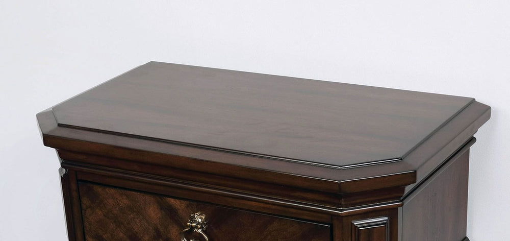 English Elm Espresso Stately Nightstand with Faux Wood Grain, Antique Bronze Pulls, 2 Drawers, 30"W x 29.5"H B011P402039