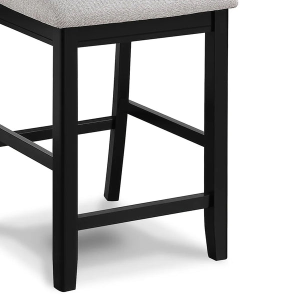 English Elm Mipo Counter Height Dining Chairs Two-tone Grid Back with White Upholstered Seats Set Black+Grey B056P417086