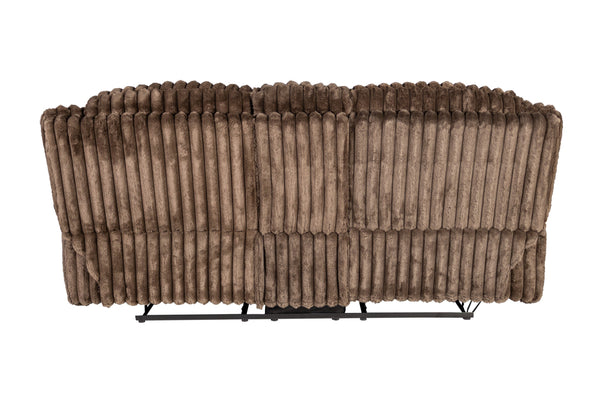 English Elm Manual Motion Loveseat with Fur-Like Corduroy Upholstery, Plush Arms, Dual Cup Holders & Storage Chocolate 33 L x 82 W x 28 H B089P296897